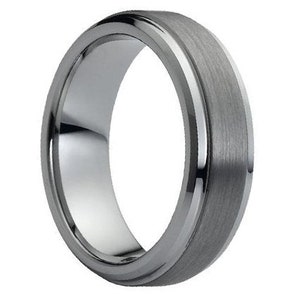 Mens Wedding Band Brushed Tungsten Carbide Unique Mens Wedding Band Mens Wedding Ring Tungsten Ring Man Wedding Band 7mm Wedding Band Ring