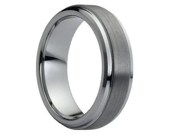 Mens Wedding Band Brushed Tungsten Carbide Unique Mens Wedding Band Mens Wedding Ring Tungsten Ring Man Wedding Band 7mm Wedding Band Ring