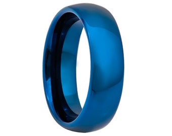 6mm Blue Tungsten Wedding Band,8mm Blue Tungsten, Engagement Ring, Men & Women, Tungsten Carbide Ring, Blue Tungsten Ring