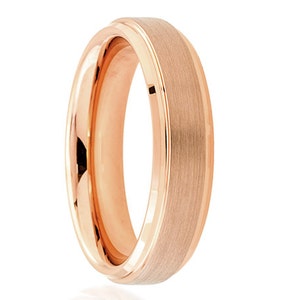 Rose Gold Wedding Band Ring Tungsten Carbide 6mm 18K Tungsten Brushed Ring Man Wedding Band Male Women Custom Laser Engraving Anniversary
