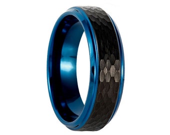 6mm Blue Tungsten Wedding Band,8mm Blue Tungsten, Engagement Ring, Men & Women, Tungsten Carbide Ring, Blue Tungsten Ring