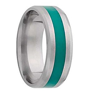 Titanium Wedding Band,Titanium Wedding Ring,Green Inlay, Color Inlay, Green, Beveled Edges,Epoxy,Comfort Fit,Engagement Ring,Anniversary,8mm
