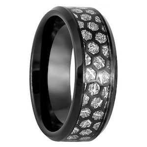 8mm Honeycomb Tungsten Wedding Band,8mm Meteorite Tungsten, Engagement Ring, Men & Women, Tungsten Carbide Ring, Meteorite Ring
