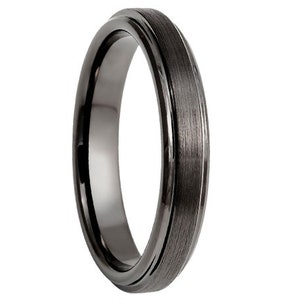 4mm Men&#39;s Black Tungsten Wedding Band, Tungsten Ring, Women&#39;s Black Wedding Band, Black Tungsten Ring, Tungsten Band, Personalized Ring