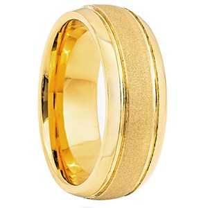 8mm geel gouden wolfraam trouwring, wolfraam ring, mannen geel gouden trouwring, gele wolfraam ring, wolfraam band