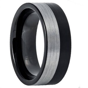 Tungsten Wedding Band,Tungsten Band,Two Tone,Black Wedding Band, Black Tungsten,Mens Wedding Band,Engraving,Anniversary,Brushed,Mens Ring