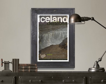 Iceland - Dettifoss Retro Travel Poster