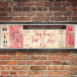 Póster de entradas de concierto de gran tamaño de Pink Floyd en Earls Court