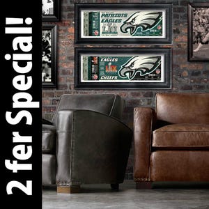 NEW! - Philly 2 fer Special - Both Philadelphia Eagles Super Bowl posters (52 and 59)