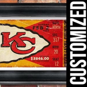 Customized 2020 Super Bowl LIV - Kansas City Chiefs oversize Vintage Ticket Poster