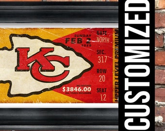 Customized 2020 Super Bowl LIV - Kansas City Chiefs oversize Vintage Ticket Poster