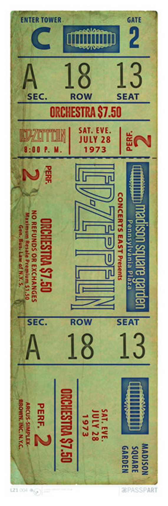 Led Zepplin at Madison Square Garden Concert Ticket - Etsy