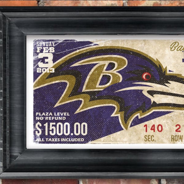 Superbowl 47 - Baltimore Ravens Vintage Ticket Poster