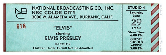 Elvis Presley Burbank 1968 Concert Ticket - Etsy