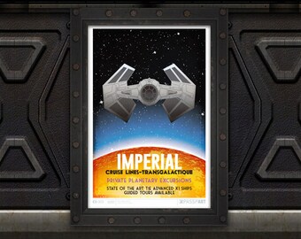 Star Wars - Imperial Cruises Tie Fighter Travel Poster 12" x 18"