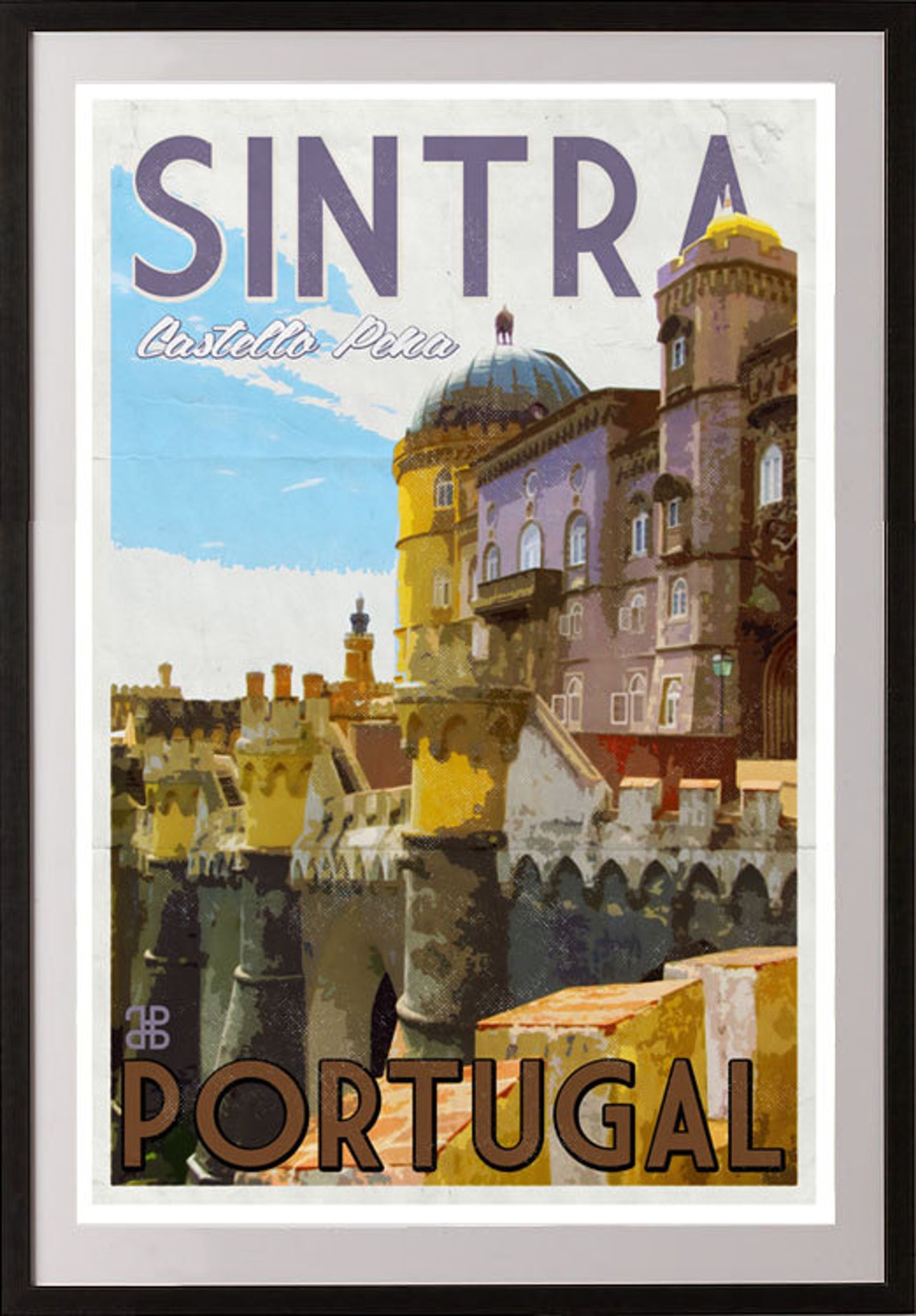 Portugal Sintra Retro Travel Poster Etsy
