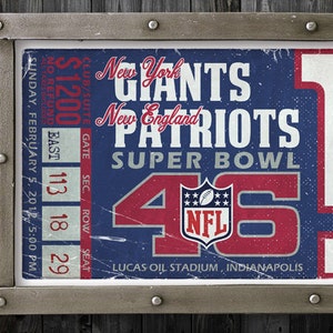 Superbowl 46 - New York Giants Vintage Ticket Poster