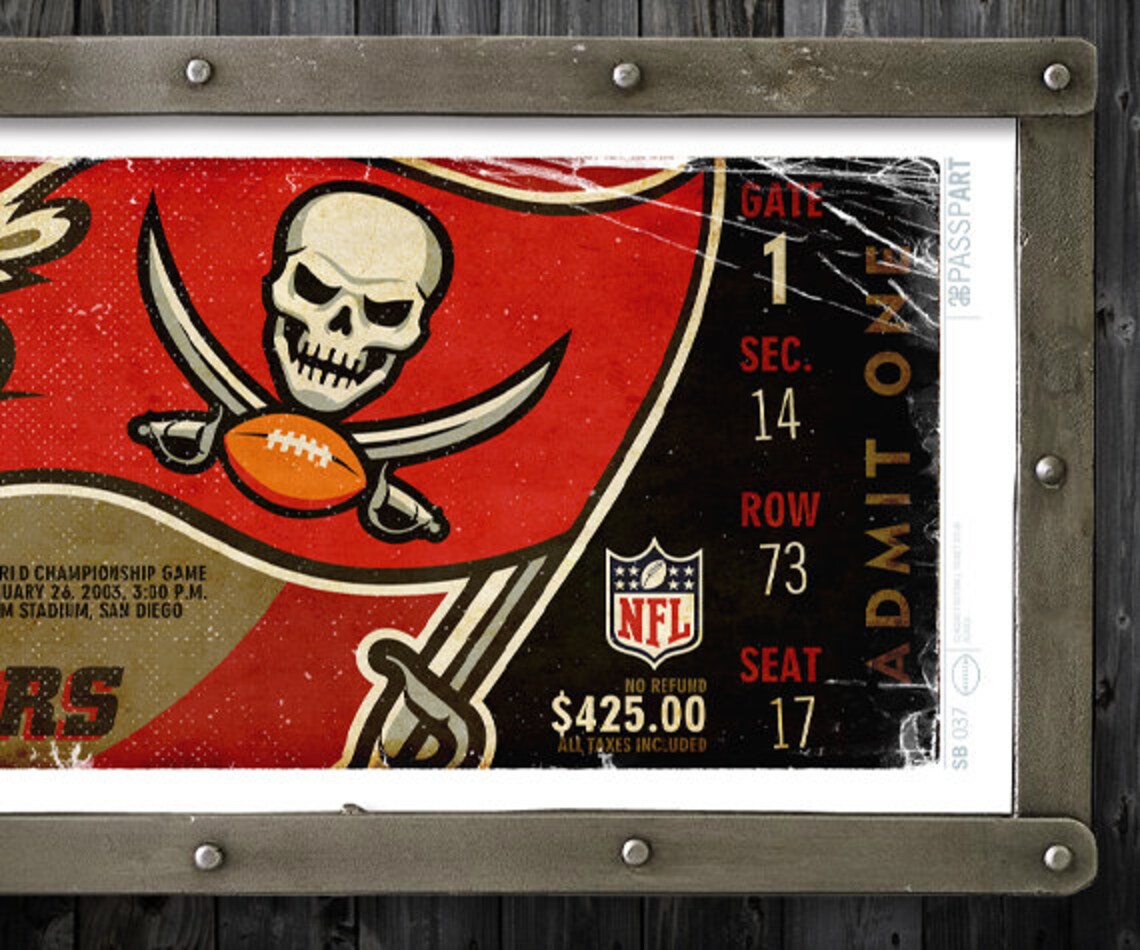 Superbowl 37 Tampa Bay Buccaneers Vintage Ticket Poster - Etsy.de