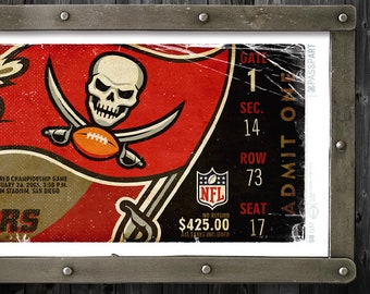 Superbowl 37 - Tampa Bay Buccaneers Vintage Ticket Poster