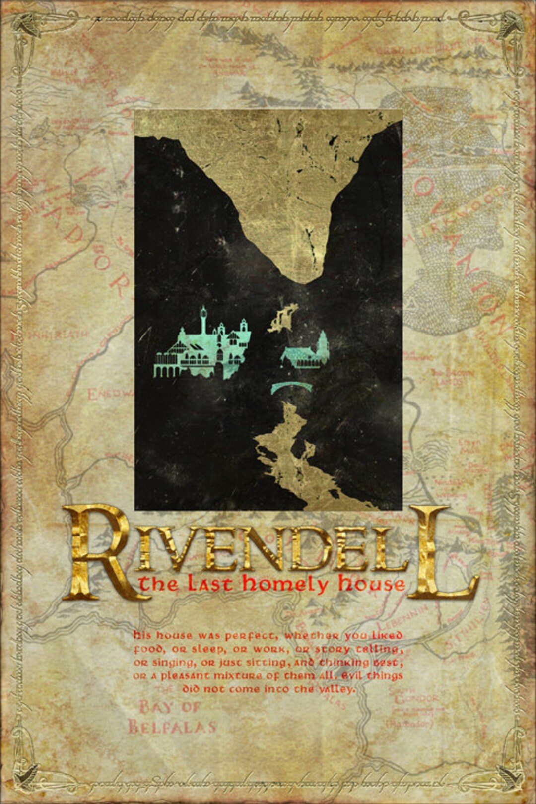 Rivendell Travel Poster From the Lord of the Rings and the Hobbit ...