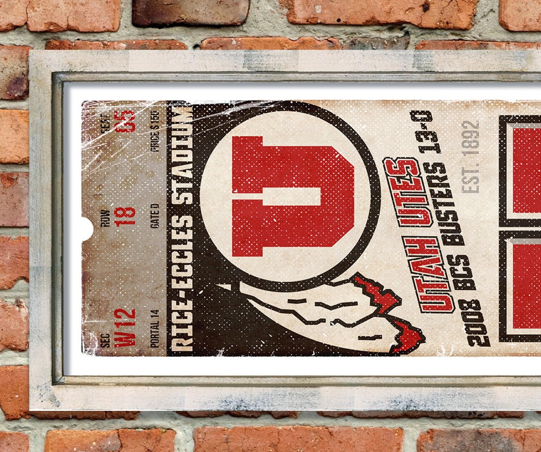 University of Utah Football Oversize Vintage Ticket Poster Etsy