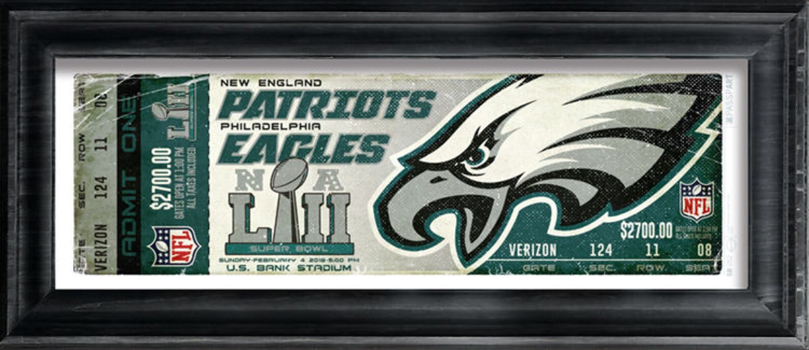 Superbowl 52 Philadelphia Eagles Vintage Ticket Poster Etsy
