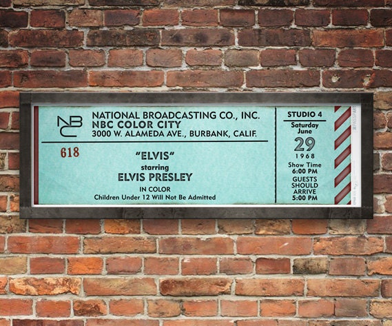 Billet Collector : Elvis Presley - NBC 'Color City' - Concert Du 29 Juin 1968 à Burbank - RARE