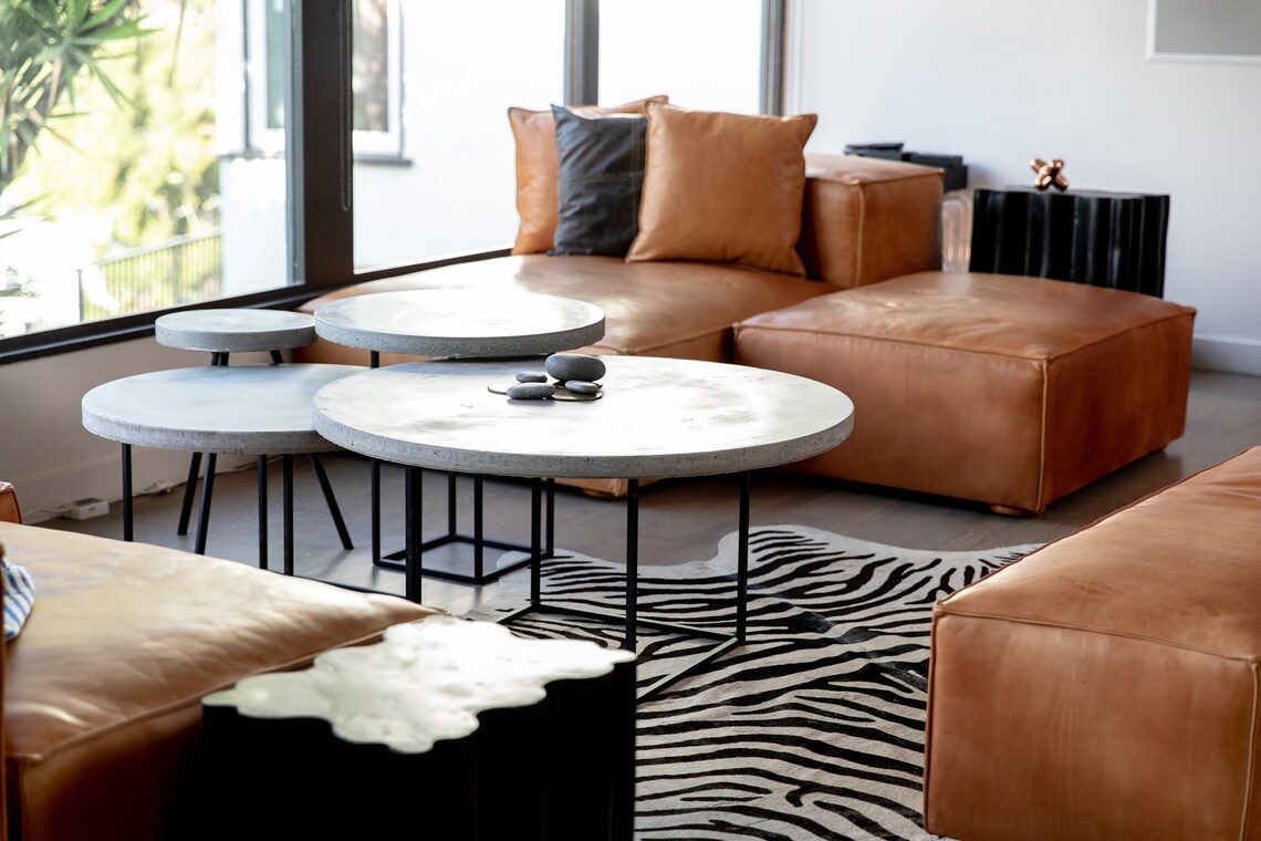 Concrete Coffee Table Nesting Tables Round Coffee Tables Concrete Round ...
