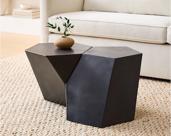 Scutoid coffee table side tables geometric nesting tables based on nature and science black white gray or custom colors light eight