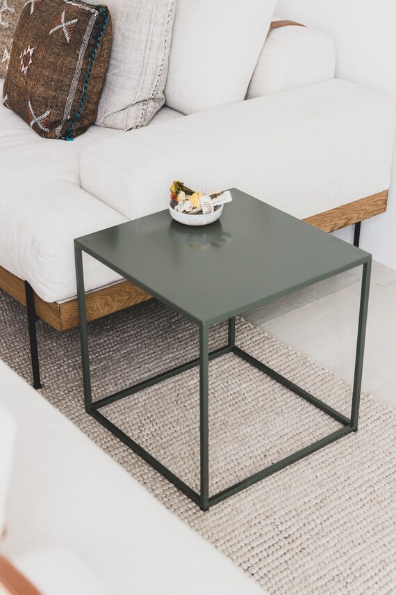 Bedside Table Corner Coffee Table Metal Side Table Midcentury Loft Furniture Minimalist Home Decor End Table Contemporary Hunter Green PCD4 Etsy Ireland
