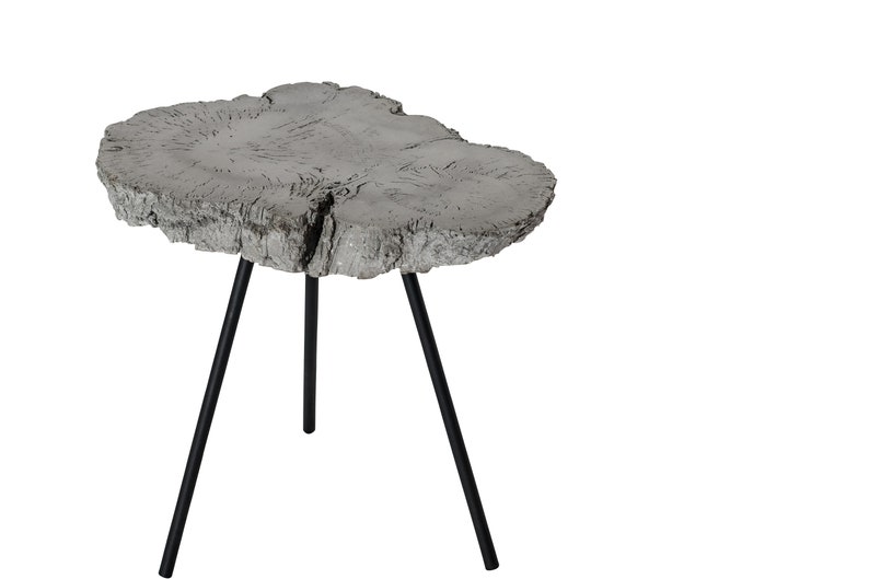 Concrete end table live edge wood slice table concrete table Etsy