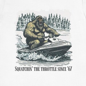 Squatchin' the Throttle Tee, Funny Summer Shirt, Unisex Tee, Outdoor Adventure Shirt, Gift for Dads, Vintage Graphic Tee