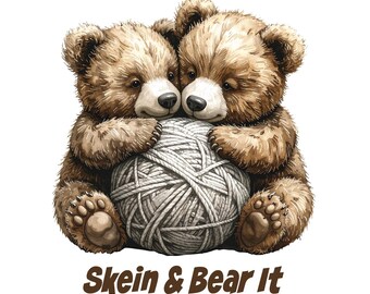 Knitting Teddy Bears T-Shirt | "Skein and Bear It" Yarn Lover Tee