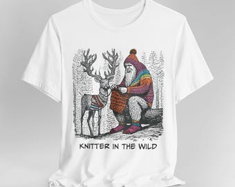 T-shirt drôle à tricoter Bigfoot, tricoteuse à l'état sauvage, cadeau pour les amateurs de laine