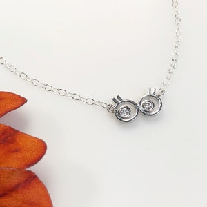 Quirky Eye Glass Necklace  • Eye Necklace • Cubic Zirconia • 17&quot; Long