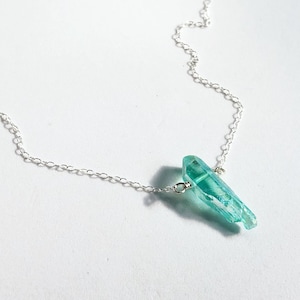 Aqua Blue Quartz Crystal Necklace • Kyber Crystal Inspired Necklace • Solid Sterling • 16&quot; to 18&quot; adjustable