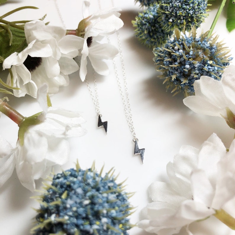 Silver Lightning Bolt Necklace \u2022 18 Sterling Silver Chain \u2022 Zeus Necklace \u2022 Bolt Necklace \u2022 Layering Necklace