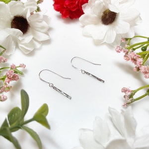 Small Silver Hammered Bar Earrings • Layering Jewelry • Simple Modern Earrings • Sterling Silver Ear Wire