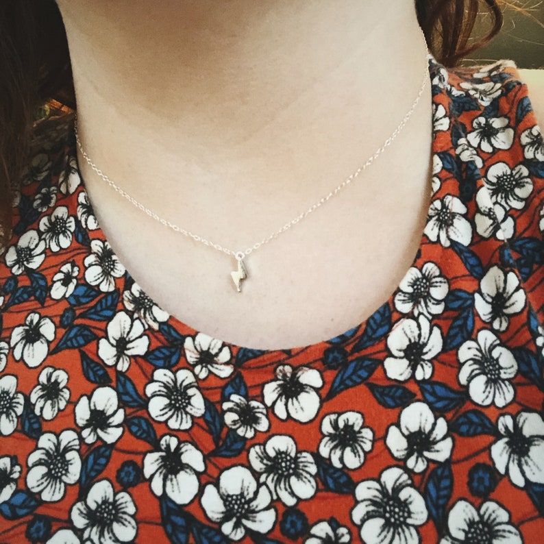 Silver Lightning Bolt Necklace \u2022 18 Sterling Silver Chain \u2022 Zeus Necklace \u2022 Bolt Necklace \u2022 Layering Necklace