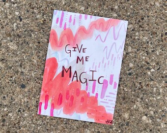 Give Me Magic: Original Painting Print • Typography Print • Queer Witch Art • Cottagecore Gift • Nonbinary Artist • LGBTQ Art