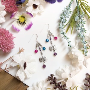 Bi Pride Chandelier Earrings • Sapphic Axe Earrings • Bisexual Lesbian Earrings • Bisexual Pride Earrings • Bi Flag Jewelry • WLW Gifts