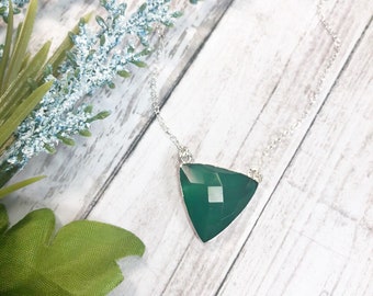 Green Triangle Necklace • Reuleaux Triangle Necklace • Peridot Steven Universe Inspired Necklace • Emerals Triangle Necklace