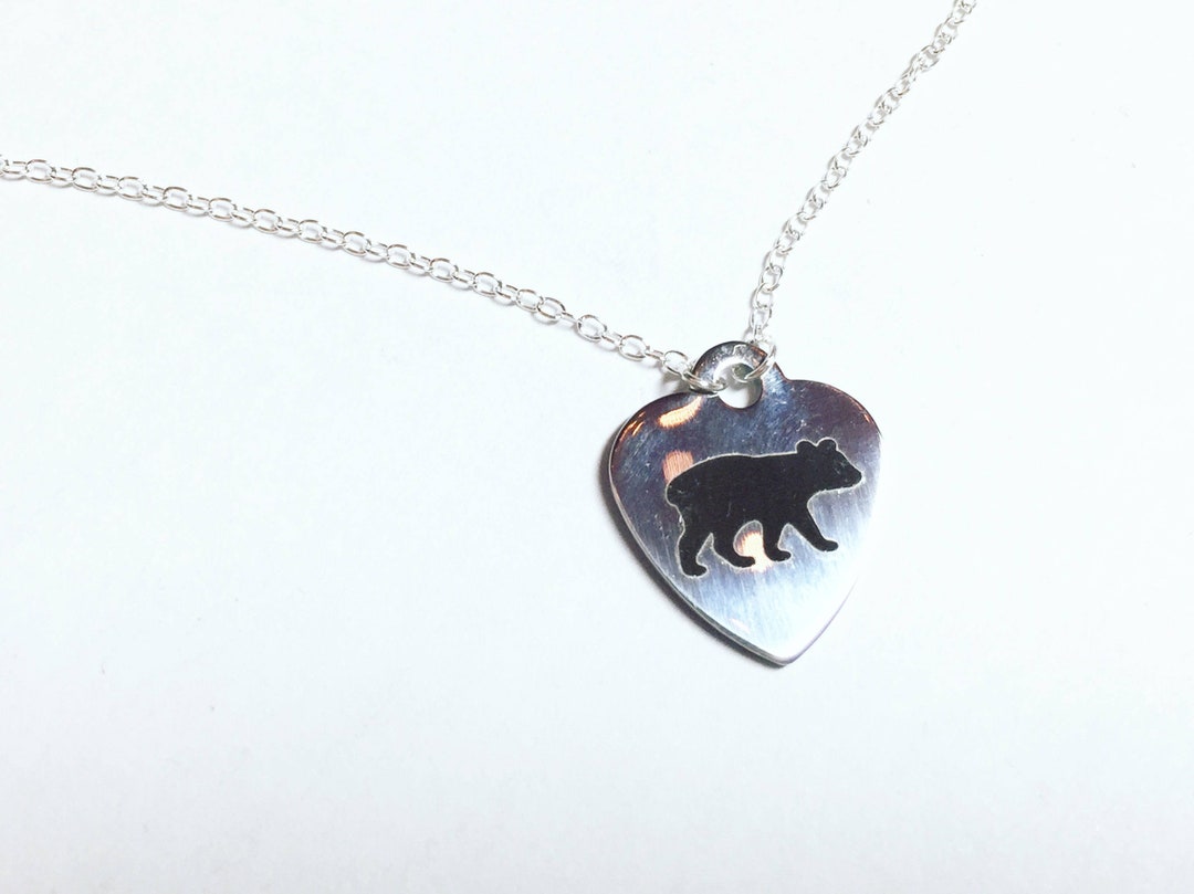 Little Bear Heart Pendant Necklace Mama Bear Baby Bear Etsy