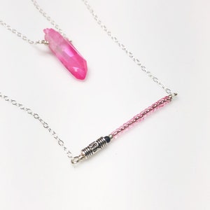 Lightsaber Necklace Choose A Style Stainless Steel Chain Star Wars Inspired Jedi/Sith Necklace Pink