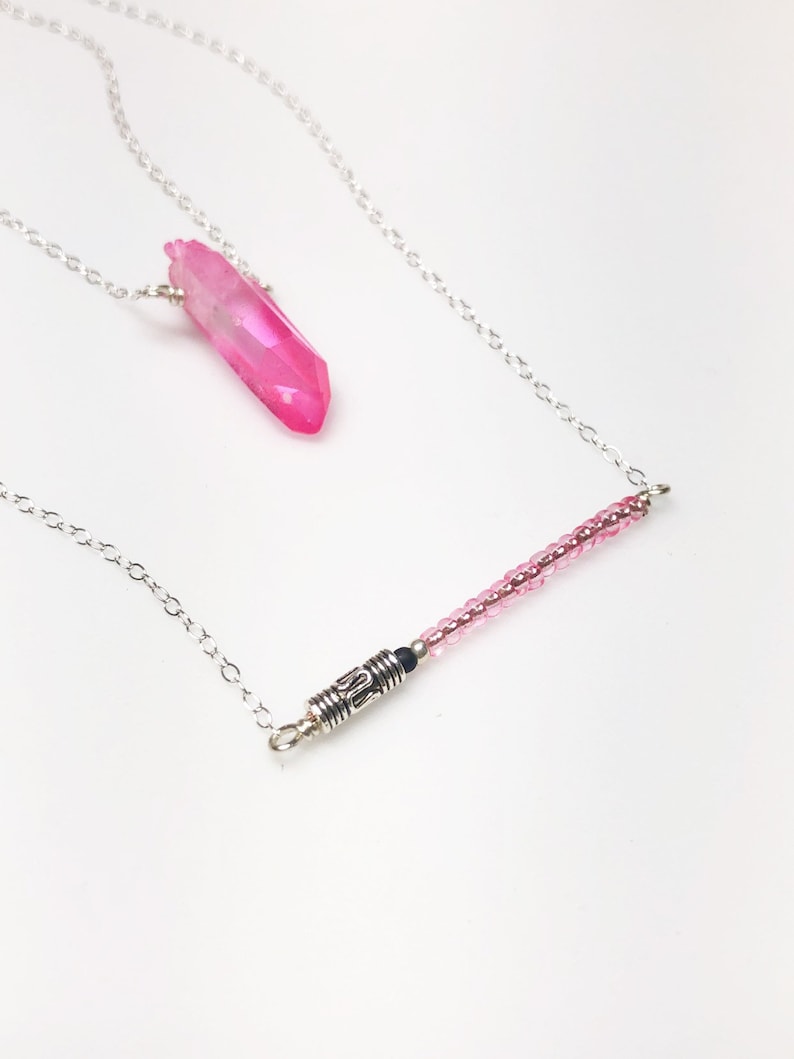 Lightsaber Necklace Choose A Style Stainless Steel Chain Star Wars Inspired Jedi/Sith Necklace Pink