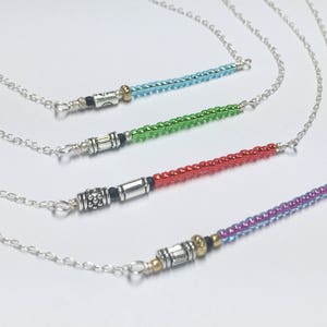 Lightsaber Necklace Choose A Style Stainless Steel Chain Star Wars Inspired Jedi/Sith Necklace image 1