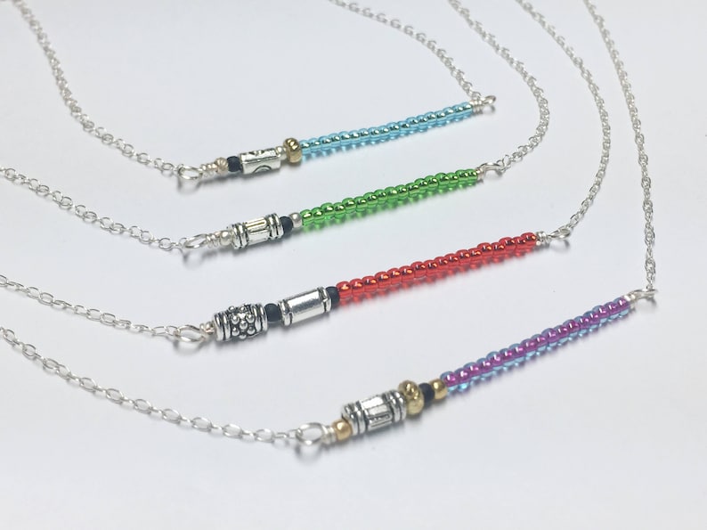 Lightsaber Necklace Choose A Style Stainless Steel Chain Star Wars Inspired Jedi/Sith Necklace image 1