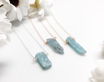 Kyanite Crystal Point Necklace • Silver, Rose Gold, Yellow Gold Kyanite Necklace • Blue Crystal Gemstone Necklace • Simple Kyanite Necklace