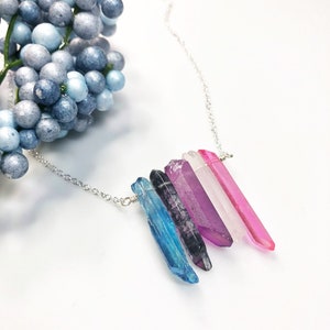 Genderfluid Pride Flag Crystal Necklace • Colorful Quartz • Solid Sterling Silver Chain • LGBTQ Jewelry • Queer Babe • Choose Length