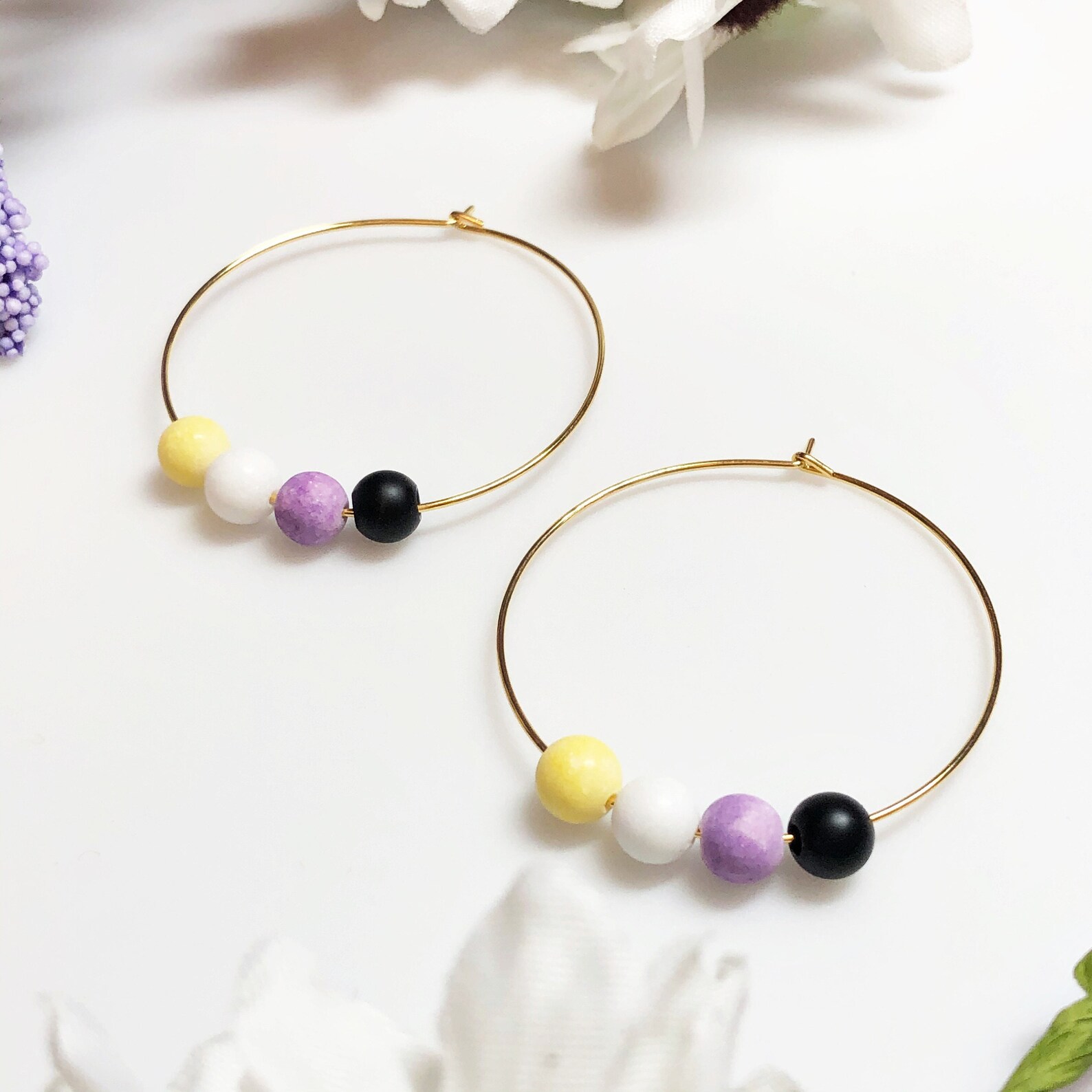 Nonbinary Flag Hoop Earrings Non-binary Pride Earrings - Etsy